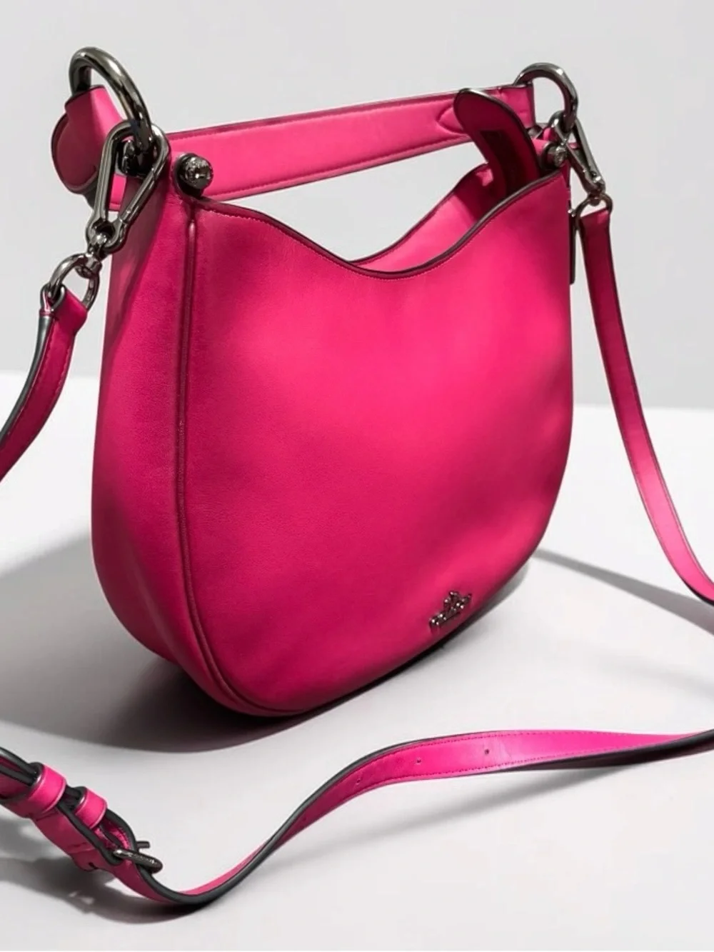 Coach Hot Pink Leather Hobo Shoulder Bag